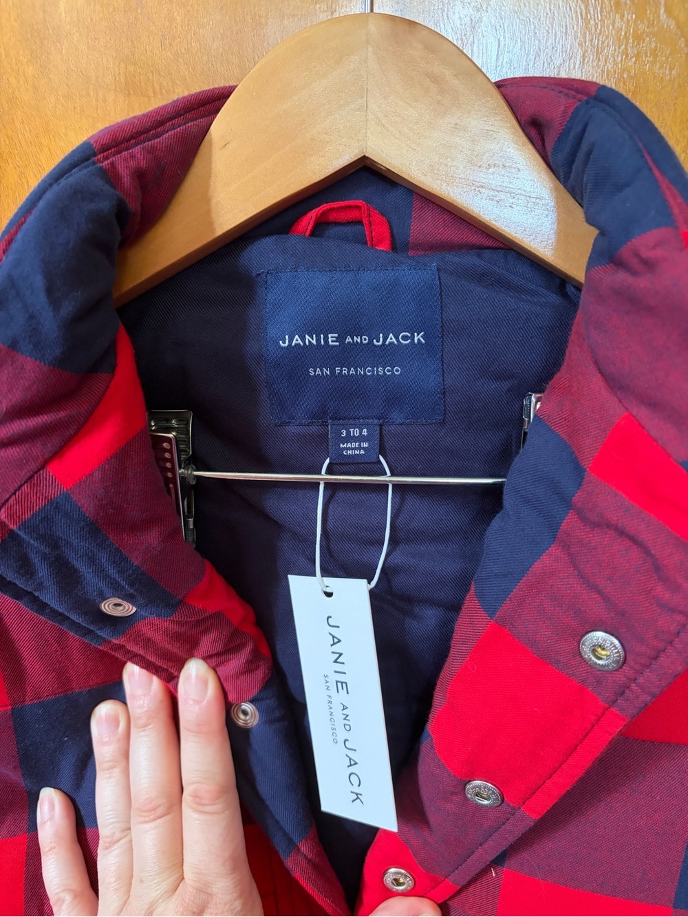 Red and Navy Buffalo Plaid Puffer Vest - Picture 3 of 3